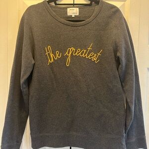 Gray Crewneck Sweater with Yellow Script